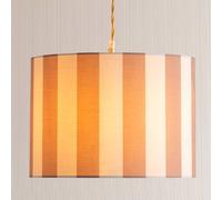 ValueLights | Callie Colour Clash Natural & Brown Stripe Large Fabric Drum Lamp Shade and Bulb