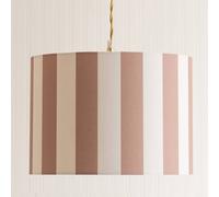 Valuelights Callie Colour Clash Natural And Brown Stripe Fabric Drum Lamp Shade Multi