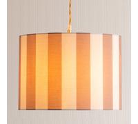 ValueLights Callie Colour Clash Natural & Brown Stripe Drum Lamp Shade & Bulb | Size: Small ValueLights Multicolor Small