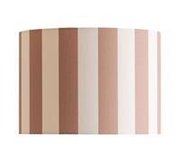 ValueLights | Callie Colour Clash Natural & Brown Stripe Large Fabric Drum Lamp Shade and Bulb