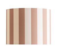 ValueLights | Callie Colour Clash Natural & Brown Stripe Small Fabric Drum Lamp Shade and Bulb | 260mm Shade Width
