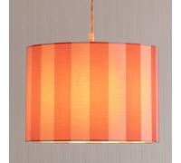 ValueLights | Callie Colour Clash Orange & Pink Stripe Small Fabric Drum Lamp Shade with Bulb | 260mm Shade Width