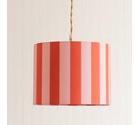 Large Striped Fabric Drum Shade Orange