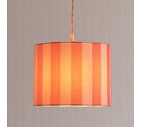ValueLights | Callie Colour Clash Orange & Pink Stripe Small Fabric Drum Lamp Shade with Bulb | 260mm Shade Width