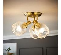 ValueLights Calpe 3 Way Glass Shade Adjustable Spotlight Ceiling Light in Gold ValueLights Gold
