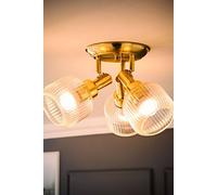 Valuelights Calpe 3 Way Glass Shade Adjustable Spotlight Ceiling Light With Bulbs In Gold Gold One Size