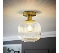 ValueLights Calpe Metal Flush Ceiling Light - Gold