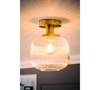 Valuelights Calpe Opal Frosted Glass Shade Flush Gold Stem Ceiling Light With Led Bulb Gold