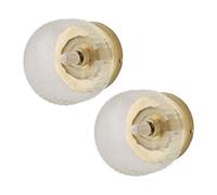 ValueLights Calpe Pair of Small Ribbed Glass Flush Ceiling Wall Lights with Bulbs in Gold ValueLights Gold