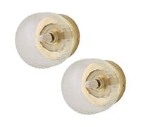 ValueLights | Calpe Pair of Small Brushed Gold Clear Ribbed Glass Flush Ceiling Wall Lights with Bulbs | Wall Lights, Home Décor & Improvement Essential