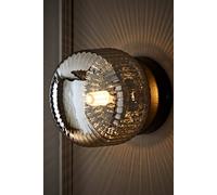 ValueLights | Calpe Small Matte Black Smoked Ribbed Glass Flush Ceiling Wall Light | Wall Lights, Home Décor & Improvement Essential | Mains Wired