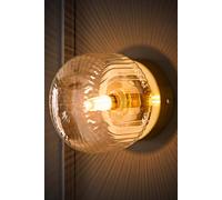 ValueLights | Calpe Small Brushed Gold Clear Ribbed Glass Flush Ceiling Wall Light with Bulb | Wall Lights, Home Décor & Improvement Essential