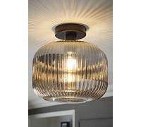 ValueLights Calpe Smoked Gray Shade Flush Matte Black Stem Ceiling Light ValueLights Black