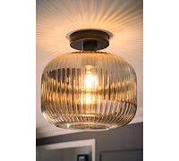 ValueLights Calpe Smoked Gray Shade Flush Matte Black Stem Ceiling Light with Bulb ValueLights Black