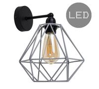 Valuelights Cambourne Black Indoor Wall Light And E27 Pear Led 4W Warm White 2700K Bulb