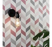 Valuelights Cambourne Industrial Style Satin Black Pipework Single Wall Light