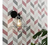 Valuelights Cambourne Black Indoor Wall Light Grey Shade