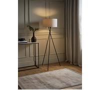 Valuelights Camden Black Metal Tripod Floor Lamp With Drum Lamp Shade And Led Bulb In Grey Grey One Size