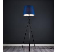 MiniSun | Modern Gloss Black Metal Tripod Floor Lamp with a Navy Blue Tapered Shade | Floor Lamps & Torchieres, Home Décor, Improvement & Lifestyle Essential