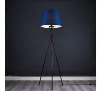 MiniSun | Modern Gloss Black Metal Tripod Floor Lamp with a Navy Blue Tapered Shade | Floor Lamps & Torchieres, Home Décor, Improvement & Lifestyle Essential