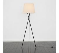 Valuelights Camden Black Tripod Floor Lamp With Beige Tapered Shade And Bulb