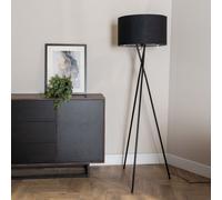 ValueLights Camden Black & Chrome Shade Black Floor Lamp & Bulb