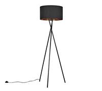 Valuelights Camden Black Tripod Floor Lamp With Black & Gold Lamp Shade And Bulb Black One Size
