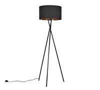 Camden Black Tripod Floor Lamp with Black & Gold Lamp Shade and Bulb ValueLights Black One Size