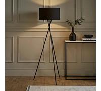 MiniSun | Modern Gloss Black Metal Floor Lamp with a Black Shade | Floor Lamps & Torchieres, Home Décor & Improvement Essential | Includes 6W LED Bulb [3000K Warm White]