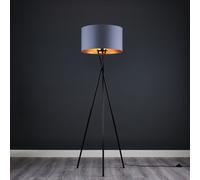 MiniSun | Modern Gloss Black Metal Tripod Floor Lamp with a Grey and Copper Shade | Floor Lamps & Torchieres, Home Décor, Improvement & Lifestyle Essential