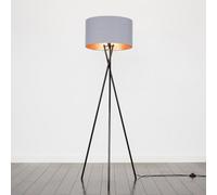 MiniSun | Modern Gloss Black Metal Floor Lamp with a Grey and Copper Shade | Floor Lamps & Torchieres, Home Décor & Improvement Essential | Includes 6W LED Bulb [3000K Warm White]
