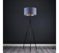 Valuelights Camden Black Tripod Floor Lamp With Grey/silver Shade