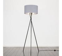 Valuelights Camden Black Tripod Floor Lamp With Grey/silver Shade And Bulb