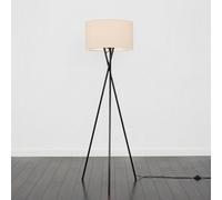 Valuelights Camden Black Tripod Floor Lamp With Natural Drum Shade And Bulb