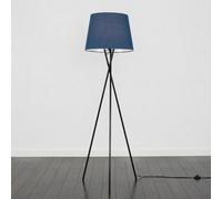 MiniSun | Modern Gloss Black Metal Floor Lamp with a Navy Blue Tapered Shade | Floor Lamps & Torchieres, Home Décor & Improvement Essential | Includes 6W LED Bulb [3000K Warm White]
