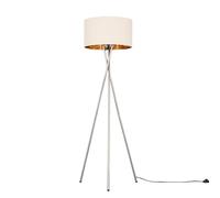 MiniSun | Modern Brushed Chrome Floor Lamp with a Beige and Gold Shade | Floor Lamps & Torchieres, Home Décor & Improvement Essential | Includes 6W GLS Bulb [3000K Warm White]
