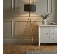 MiniSun | Modern Brushed Chrome Floor Lamp with a Dark Grey Shade | Floor Lamps & Torchieres, Home Décor & Improvement Essential | Includes 6W GLS Bulb [3000K Warm White]