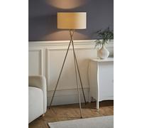 Valuelights Camden Brushed Chrome Tripod Floor Lamp With Cream Drum Lamp Shade In Beige Beige