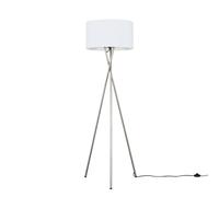 Valuelights Camden Brushed Chrome Tripod Floor Lamp With Drum Lamp Shade And Bulb In White White