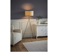 MiniSun | Modern Brushed Chrome Floor Lamp with a Beige Shade | Floor Lamps & Torchieres, Home Décor & Improvement Essential | Includes 6W GLS Bulb [3000K Warm White]