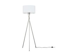 MiniSun | Modern Brushed Chrome Floor Lamp with a White Shade | Floor Lamps & Torchieres, Home Décor & Improvement Essential | Includes 6W GLS Bulb [3000K Warm White]