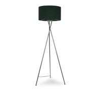 Valuelights Camden Brushed Chrome Tripod Floor Lamp With Green Drum Shade