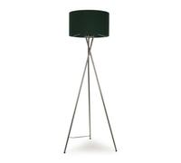 Camden Brushed Chrome Tripod Floor Lamp with Forest Green Drum Shade ValueLights Bottle Green One Size