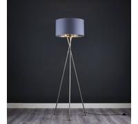 MiniSun | Modern Brushed Chrome Metal Tripod Floor Lamp with a Grey and Chrome Shade | Floor Lamps & Torchieres, Home Décor, Improvement & Lifestyle Essential