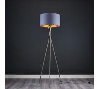 MiniSun | Modern Brushed Chrome Metal Tripod Floor Lamp with a Grey and Copper Shade | Floor Lamps & Torchieres, Home Décor, Improvement & Lifestyle Essential