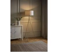 MiniSun | Modern Brushed Chrome Metal Tripod Floor Lamp with a Pale Grey Shade | Floor Lamps & Torchieres, Home Décor, Improvement & Lifestyle Essential