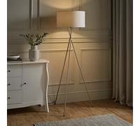 MiniSun | Modern Brushed Chrome Metal Tripod Floor Lamp with a Pale Grey Shade | Floor Lamps & Torchieres, Home Décor, Improvement & Lifestyle Essential