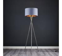 MiniSun | Modern Brushed Chrome Metal Tripod Floor Lamp with a Grey and Gold Shade | Floor Lamps & Torchieres, Home Décor, Improvement & Lifestyle Essential