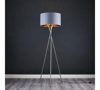 MiniSun | Modern Brushed Chrome Metal Tripod Floor Lamp with a Grey and Gold Shade | Floor Lamps & Torchieres, Home Décor, Improvement & Lifestyle Essential