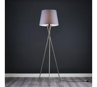 MiniSun | Modern Brushed Chrome Floor Lamp with a Grey Tapered Shade | Floor Lamps & Torchieres, Home Décor & Improvement Essential